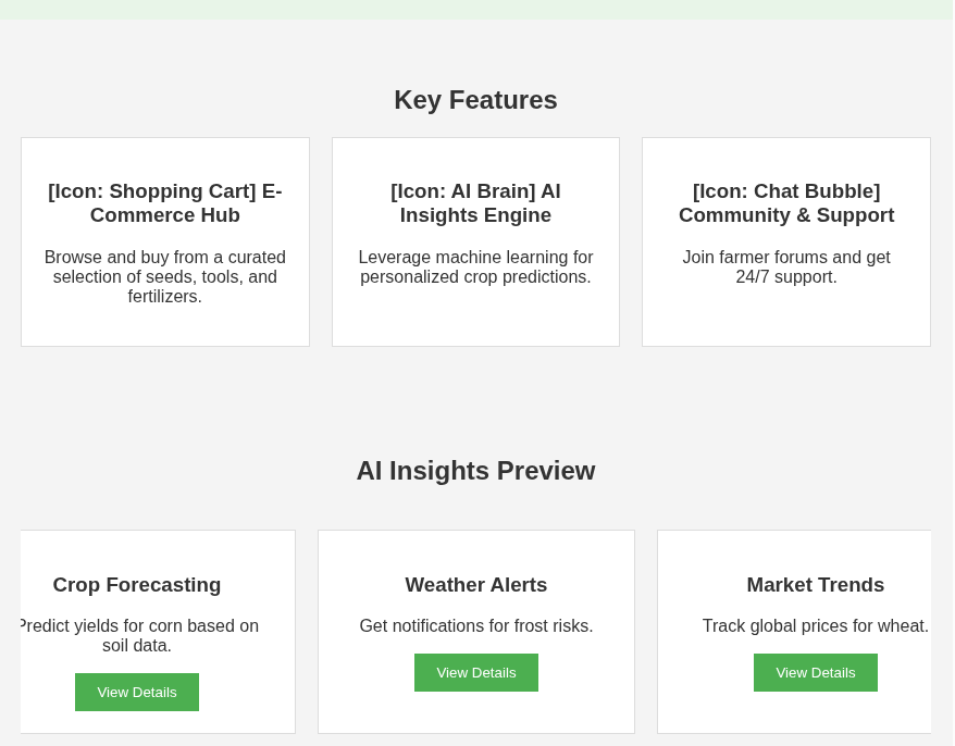 Agriculture ecommerce platform screenshot