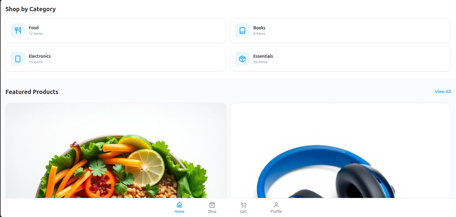 Campus shopping system screenshot